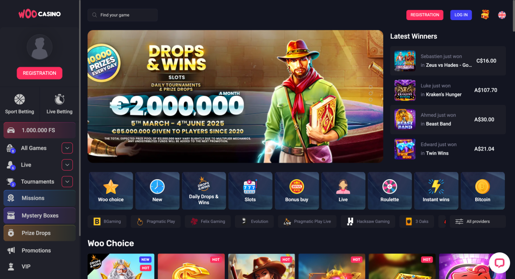 Home page WooCasino